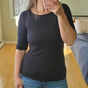 Grace tissue weight soft black 3/4 sleeve tee shirt